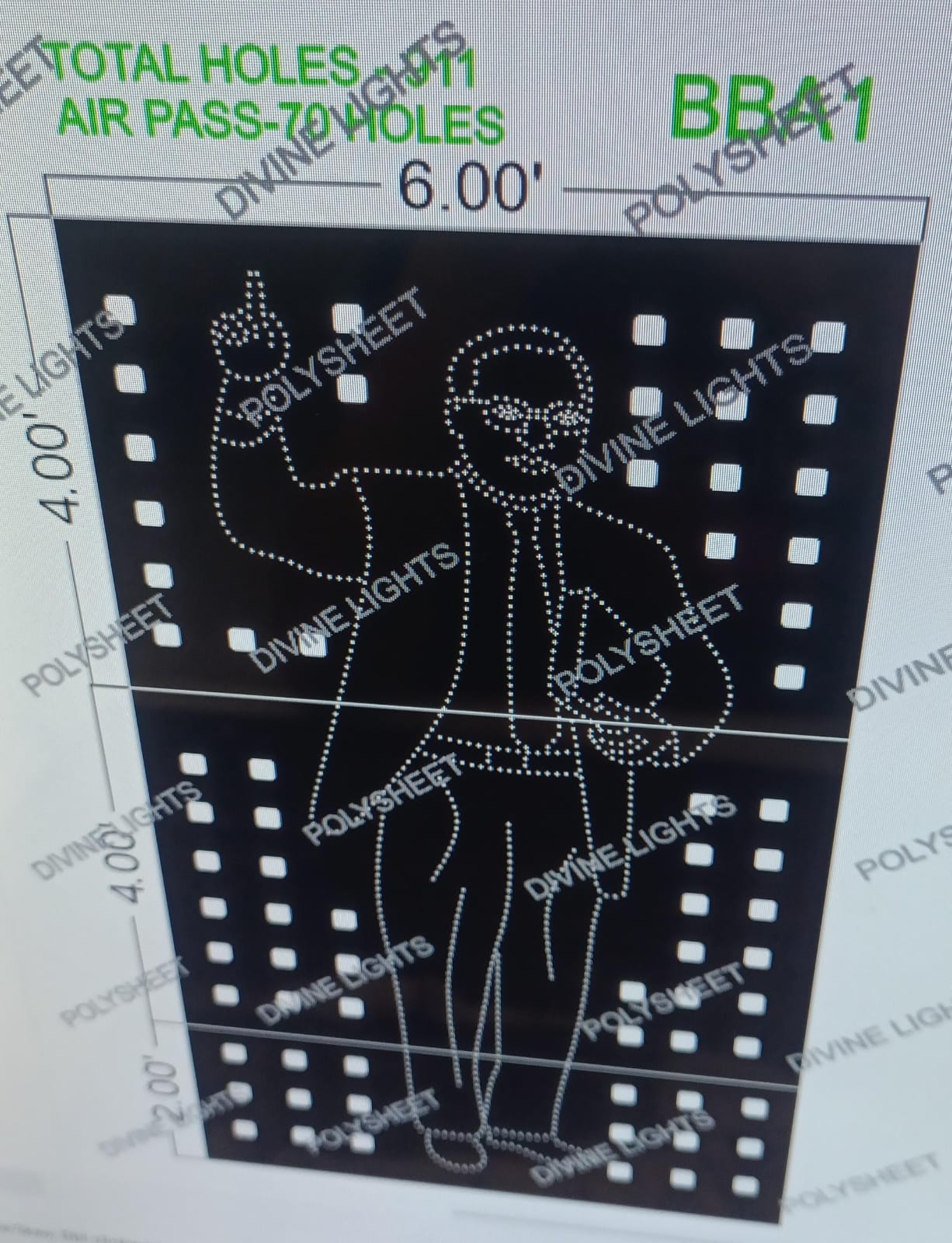 BBA1 BABA SAHEB AAMBEDKAR 10X6 FEET 911 HOLES (3 PARTS)