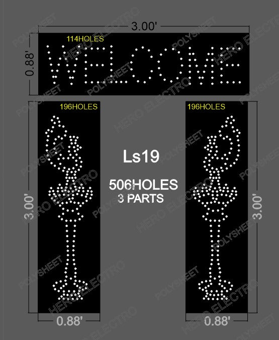 LS19 LAMP STAND 4X3 FEET 506  HOLES (3 PART)