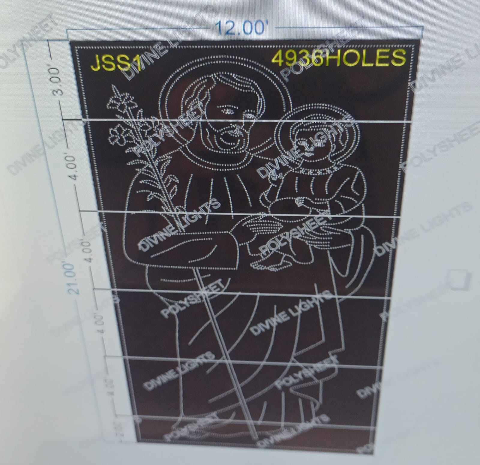 JSS1 JESUS 21X12 FEET 4936 HOLES (6 PARTS)