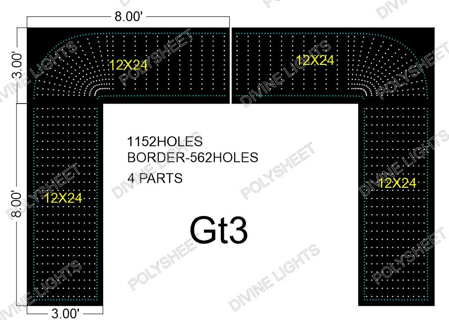 GT3 GATE 3X8 FEET 288 HOLES  ( 4 PARTS ) TOTAL HOLES 1152