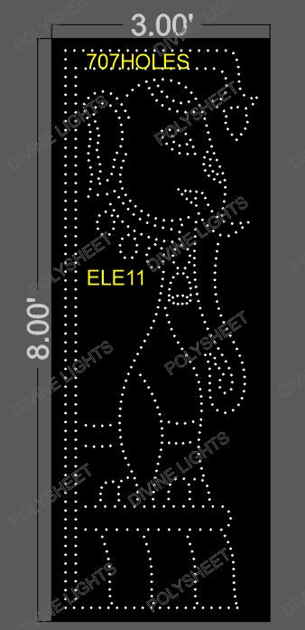 ELE11 ELEPHANT 8X3  FEET 707 HOLES