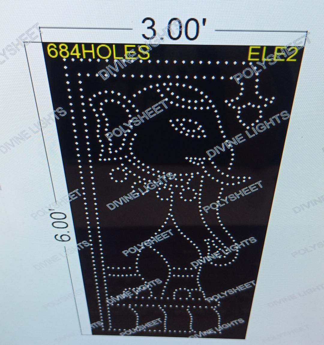 ELE2 ELEPHANT 6X3 FEET 684 HOLES