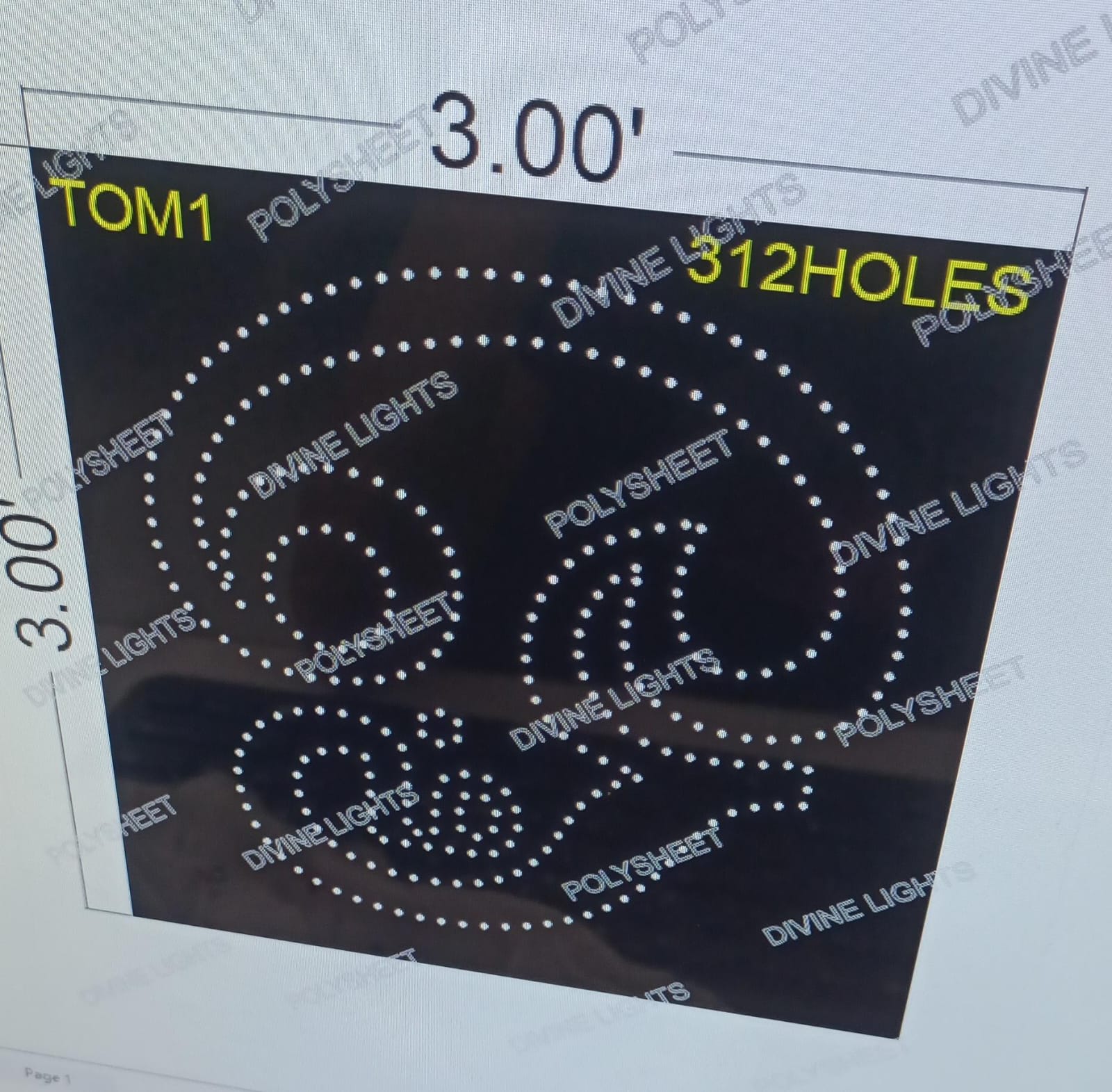 TOM1 TAMIL OM  3X3 FEET 312 HOLES