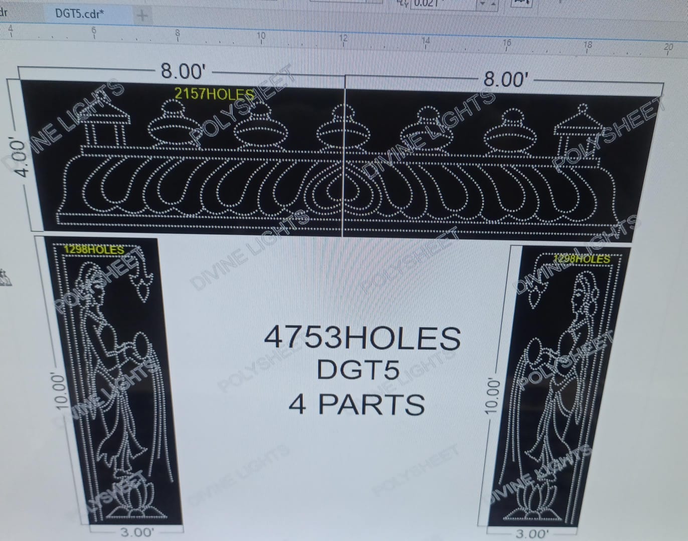 DGT5 DESIGNER GATE 14X16 FEET 4753  HOLES (4 PARTS)