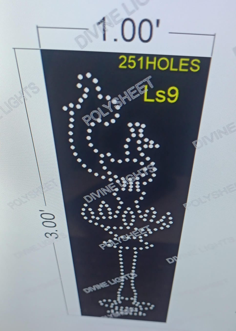 LS9 LAMP STAND 3X1 FEET 251 HOLES