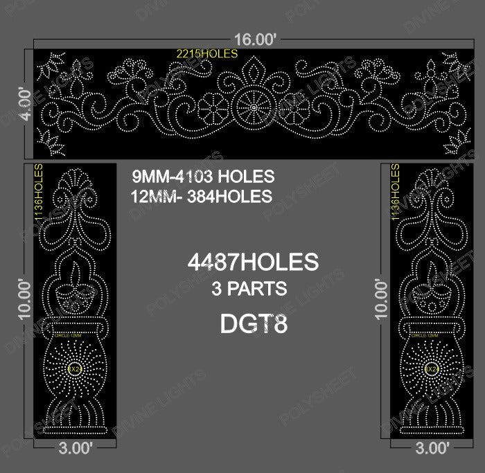 DGT8 DESIGNER GATE 14X16 FEET 4487 HOLES (3 PARTS)