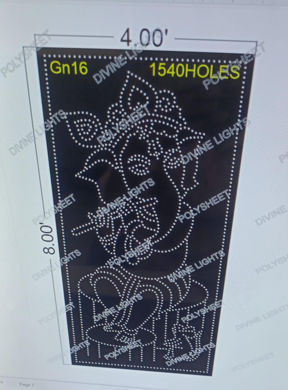 GN16 GANESH JI 8X4 FEET 1540 HOLES