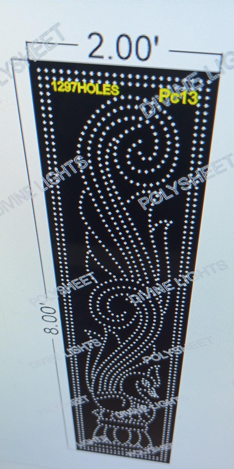 PC13 PEACOCK 8X2 FEET 1297  HOLES
