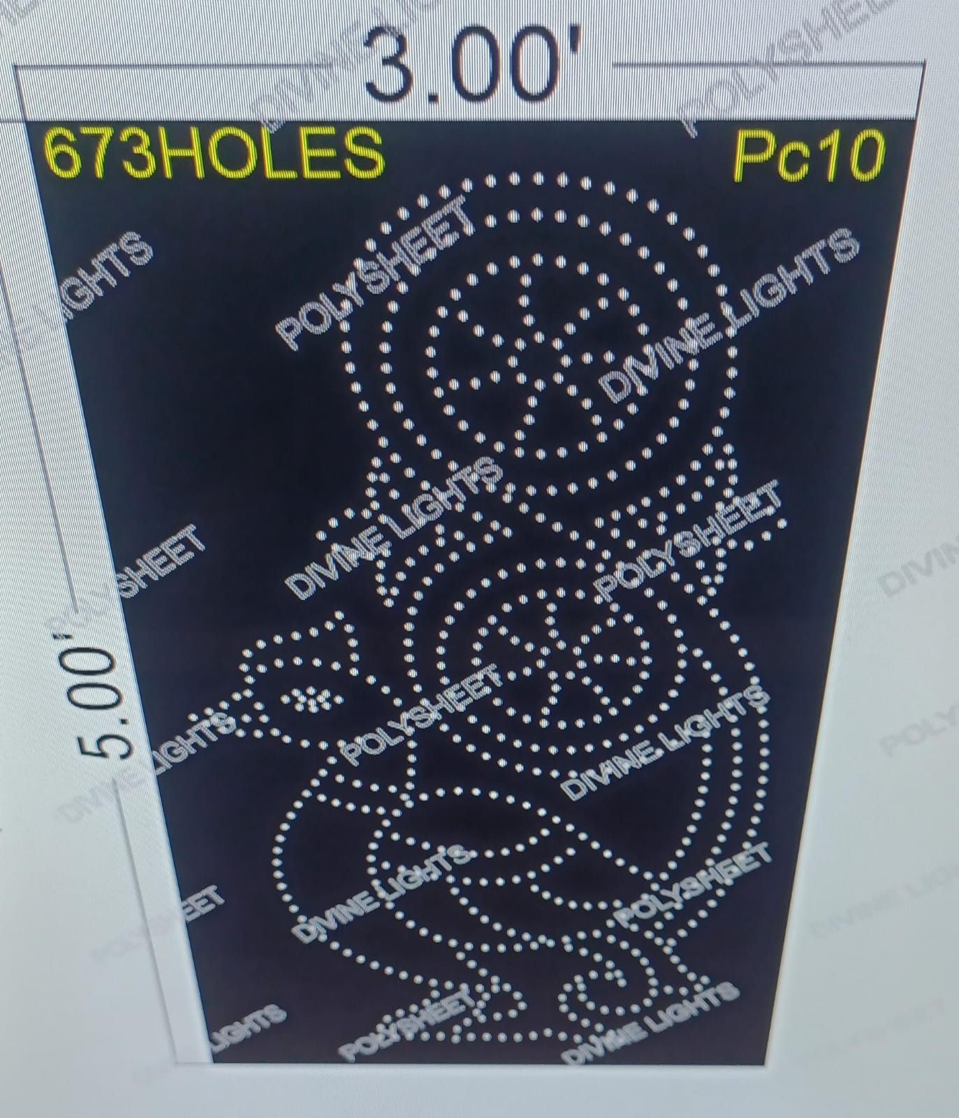 PC10 PEACOCK 5X3  FEET 673 HOLES