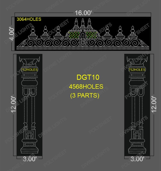DGT10 DESIGNER GATE 16X16 FEET 4568 HOLES (3 PARTS)
