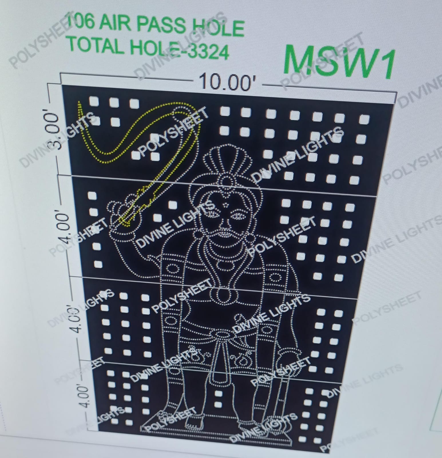 MSW1 SHREE MUNISWARAN 15X10 FEET 3324 HOLES (4 PART)