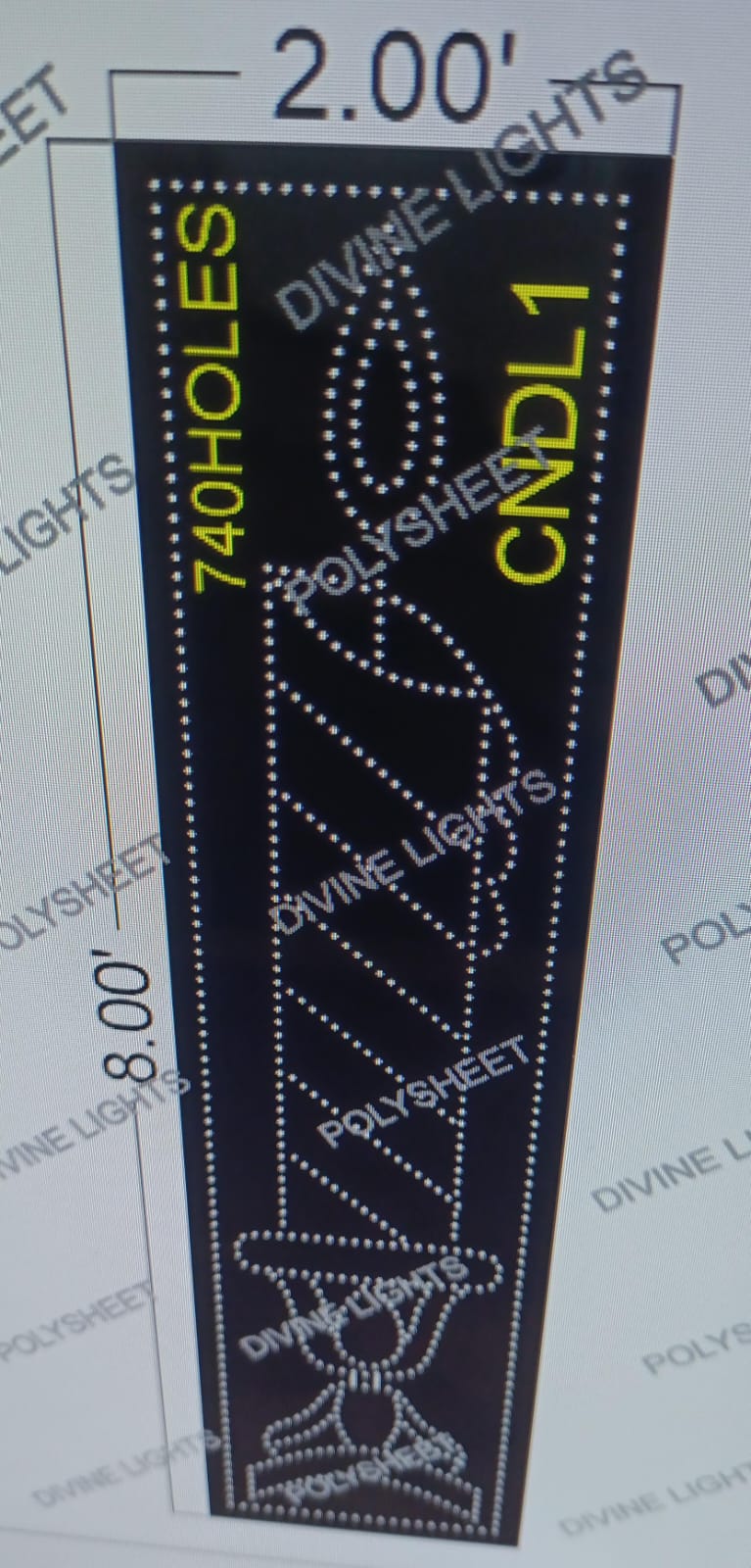 CNDL1 CANDLE 8X2 FEET 740 HOLES