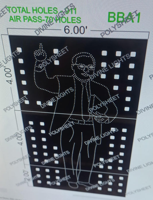 BBA1 BABA SAHEB AAMBEDKAR 10X6 FEET 911 HOLES (3 PARTS)