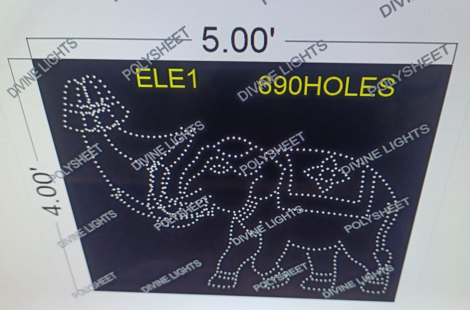ELE1 ELEPHANT 4X5 FEET 690 HOLES