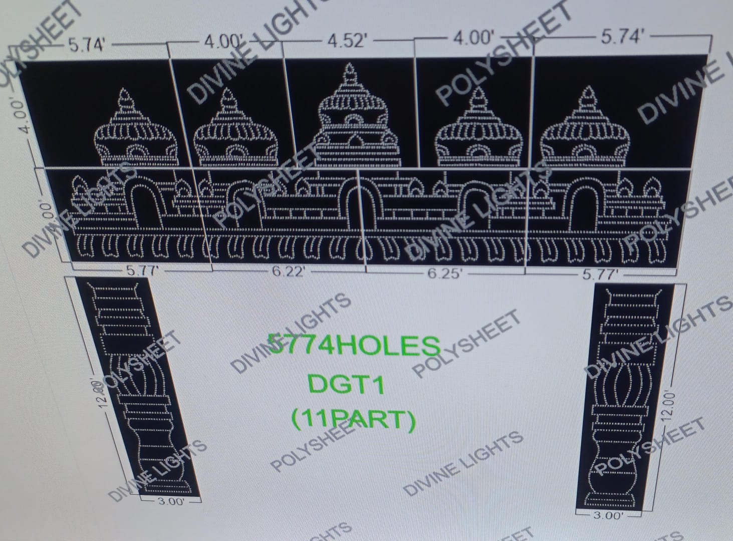 DGT1 DESIGNER GATE 20X24 FEET 5774 HOLES (11 PART)