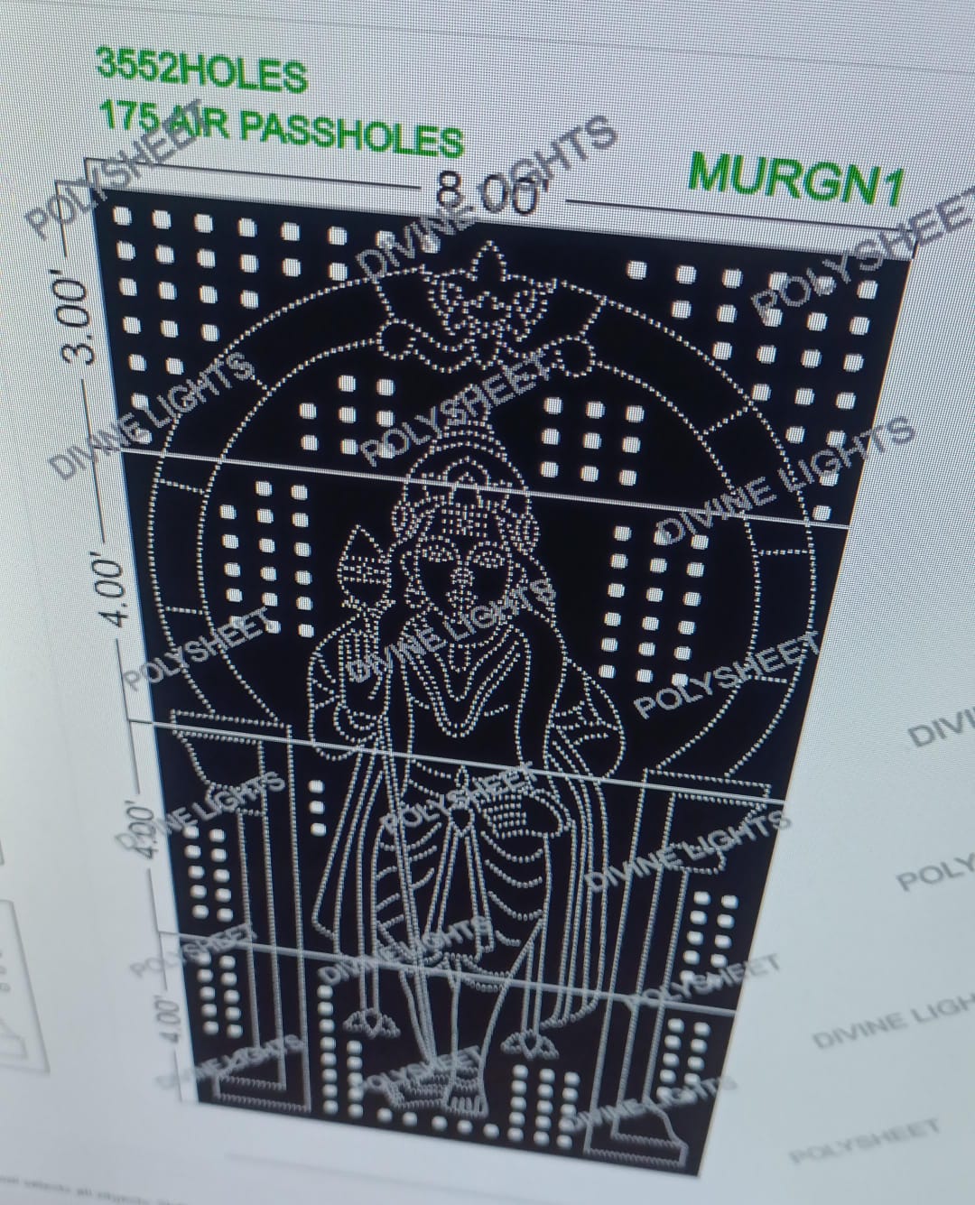 MRGN1 MURUGAN 15X8 FEET 3552 HOLES (4 PART)