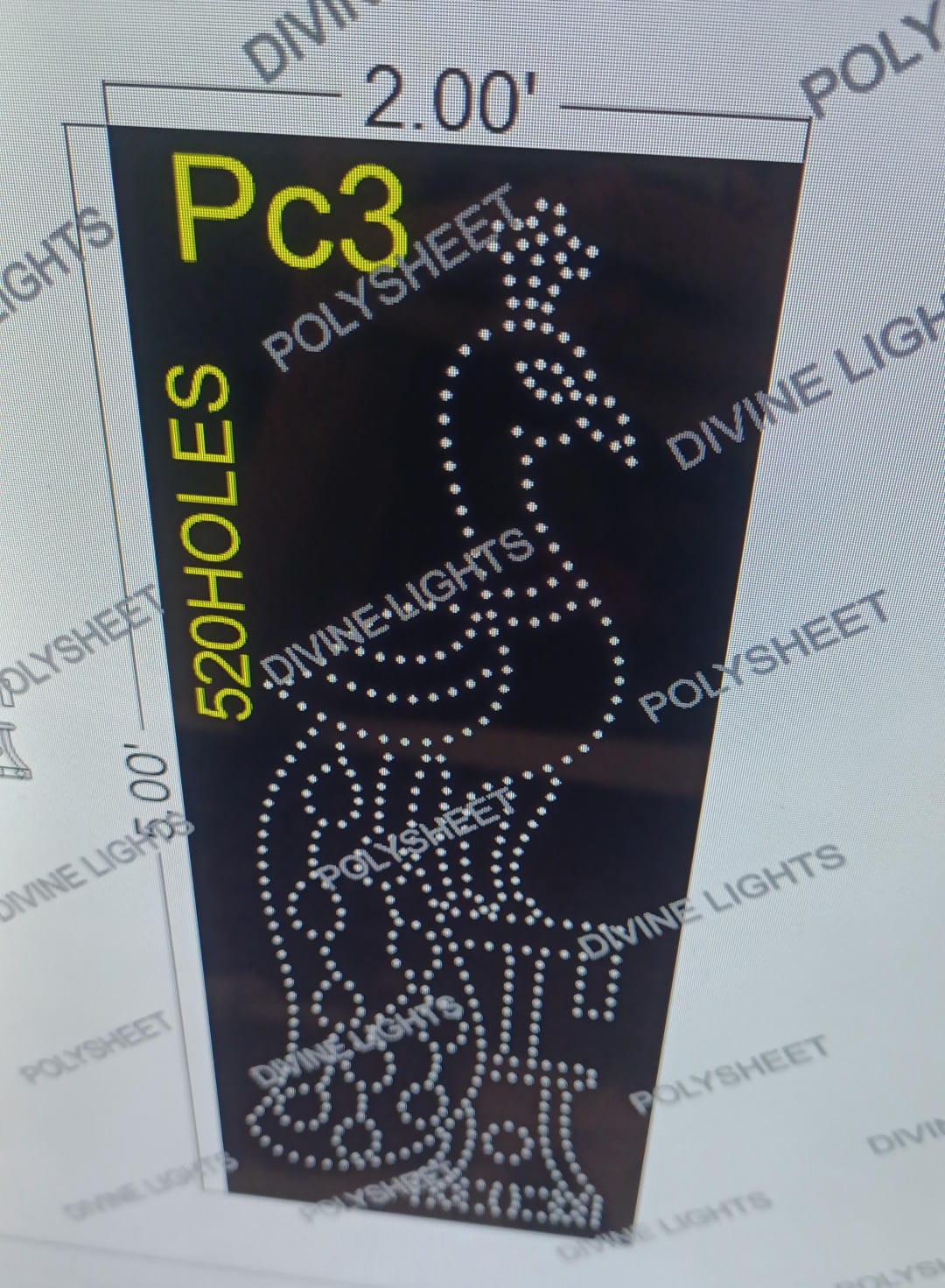 PC3 PEACOCK 5X2 FEET 520 HOLES