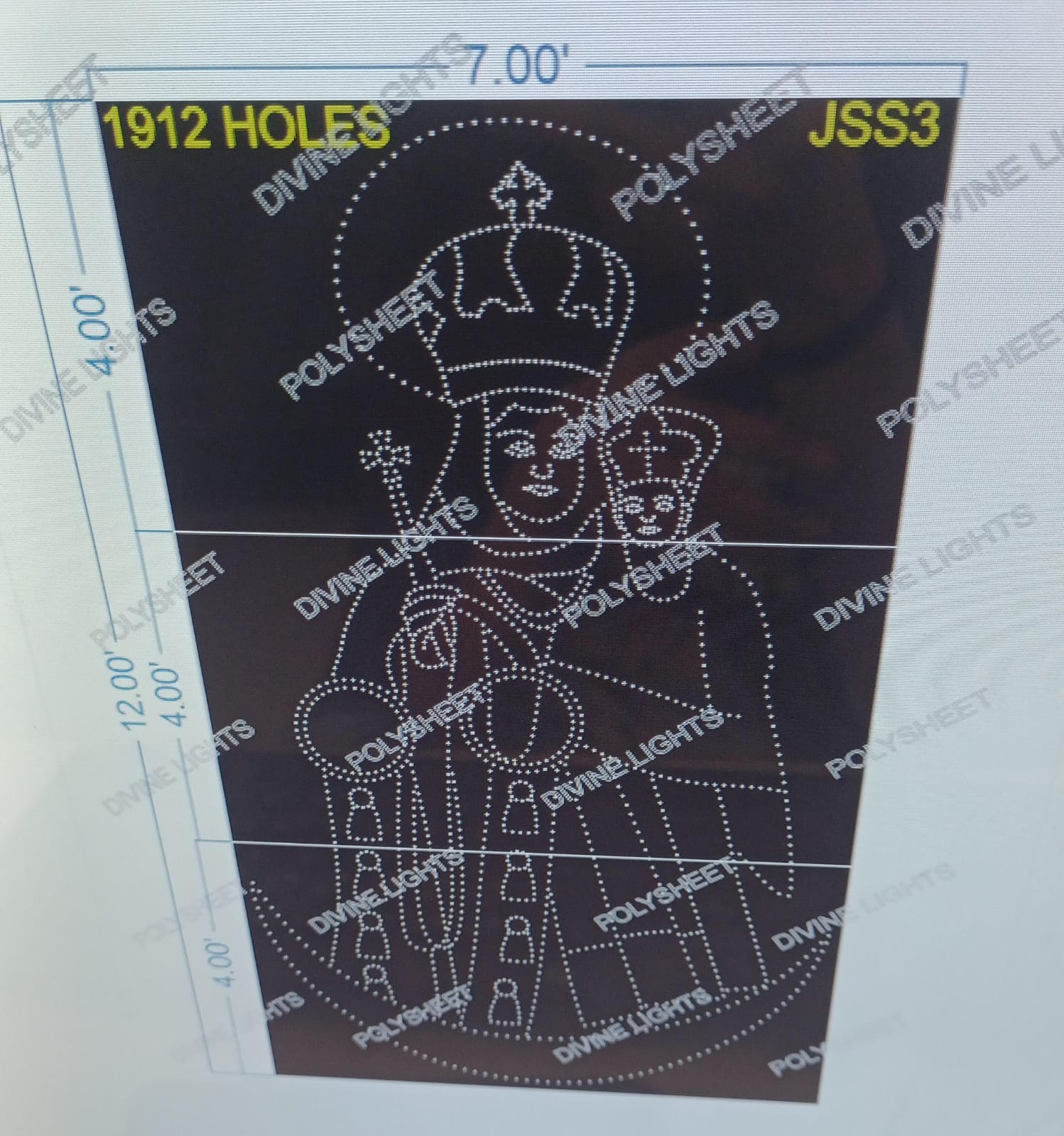 JSS3 JESUS 12X7  FEET 1912 HOLES (3 PARTS)