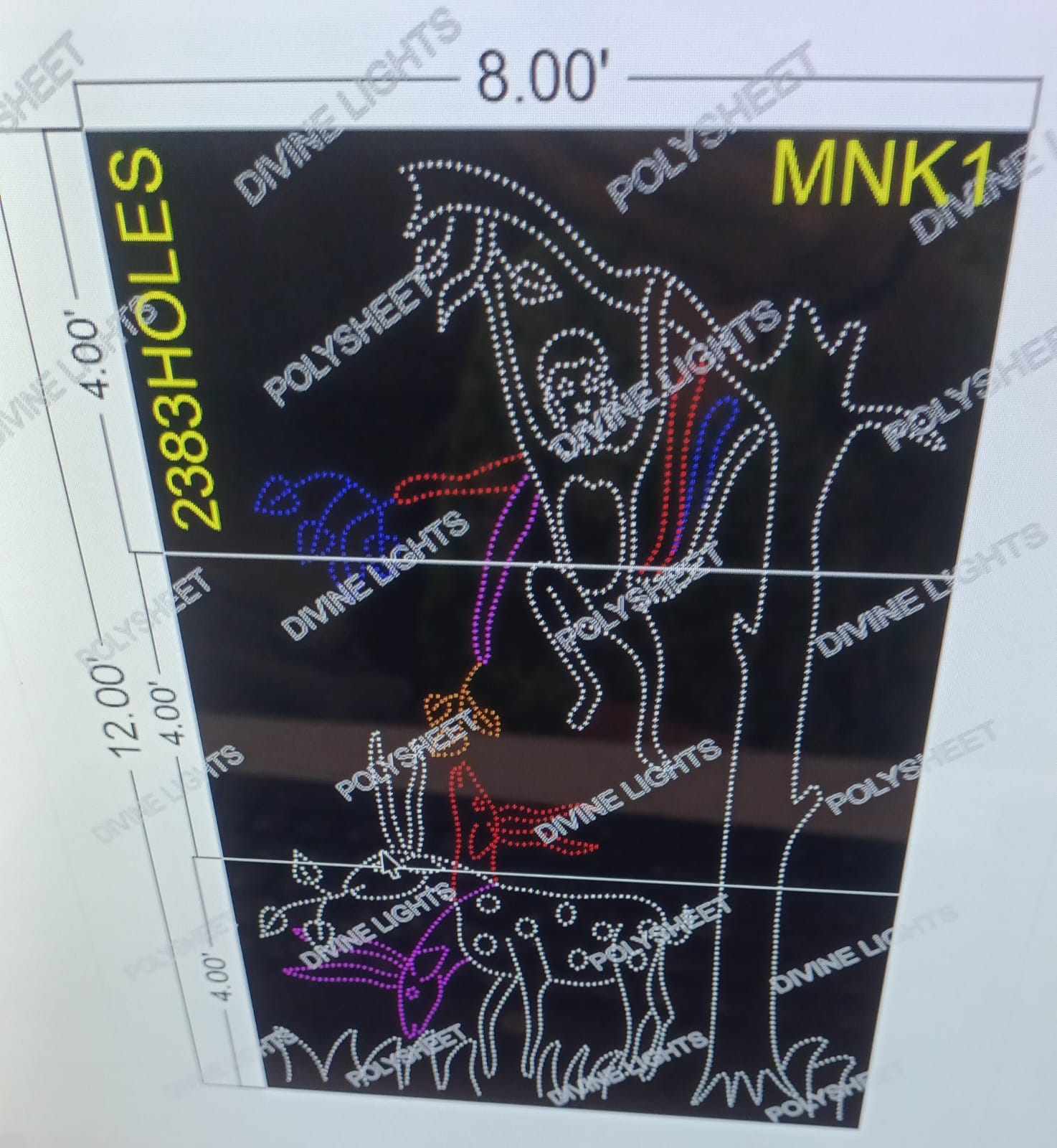 MNK1 MONKEY 12X8 FEET 2383 HOLES (3 PARTS)